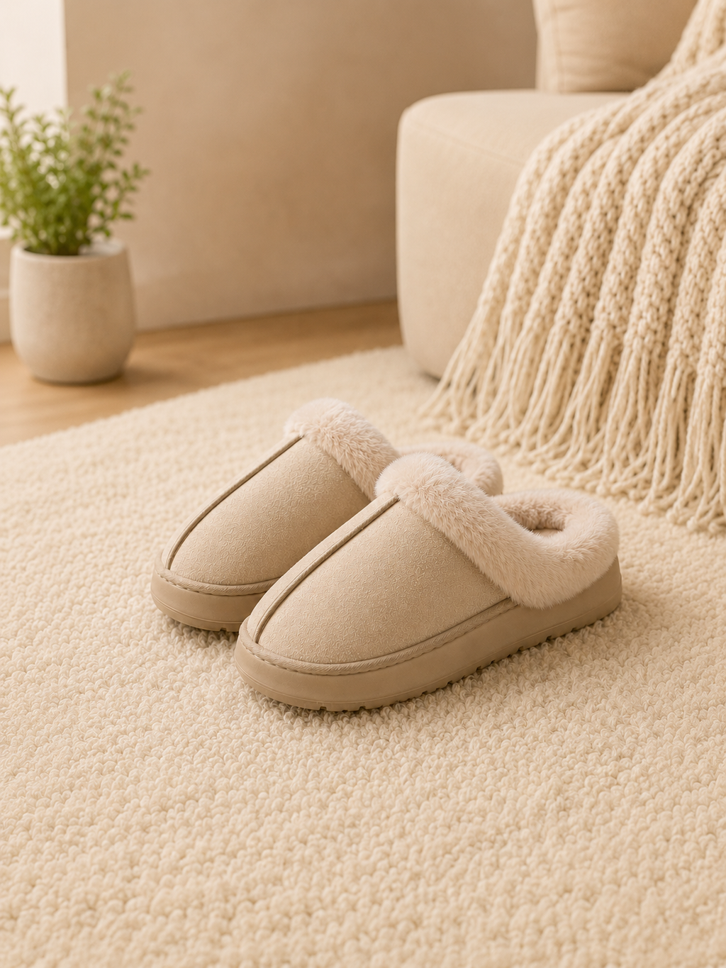 Pantuflas Fluffy Crème